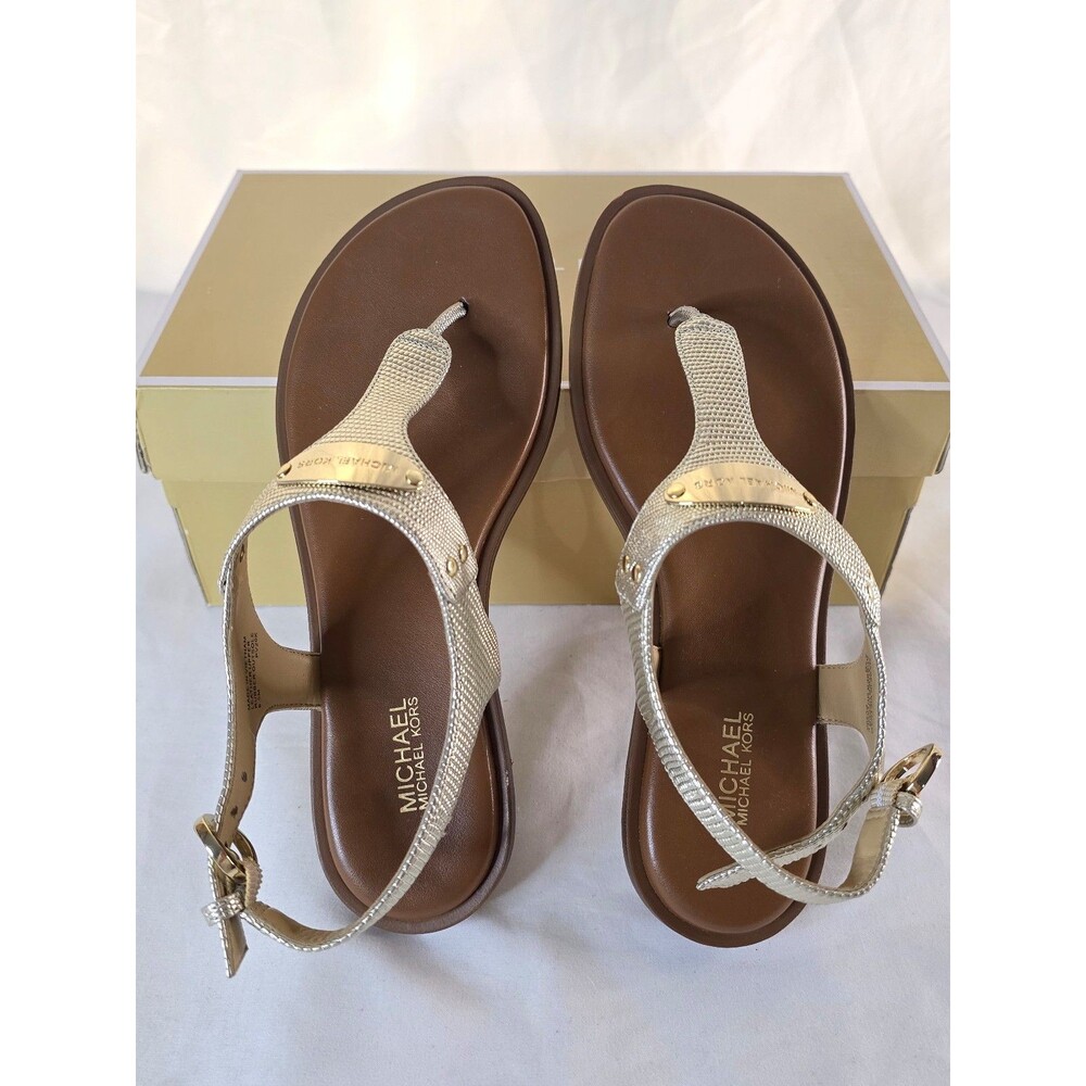 Michael Kors Women's MK Plate Flat Thong Sandals Size 6.5m - Picture 4 of 8